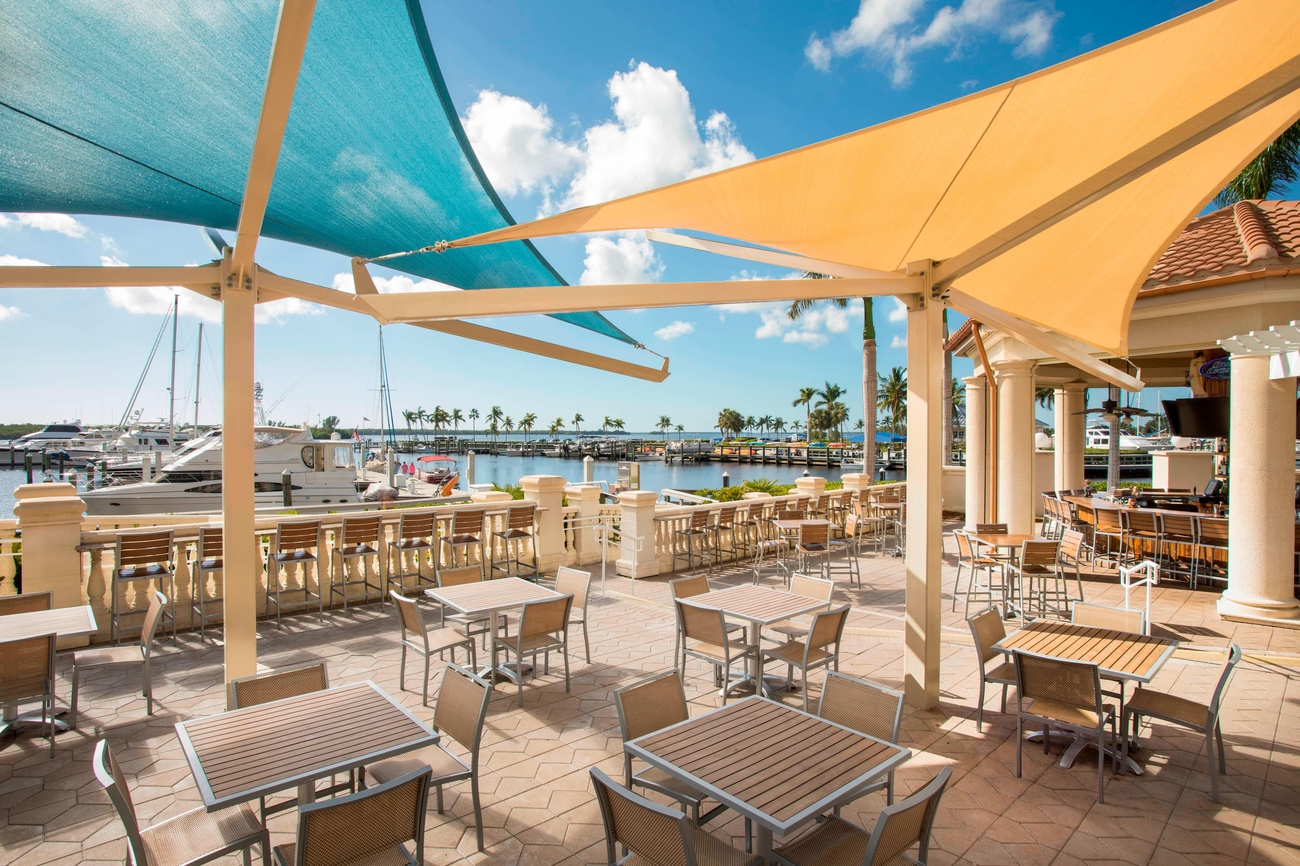 Waterfront patio at The Nauti Mermaid in Cape Coral